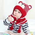 thumbnail image 5 of Yesbay Unisex Winter Kids Baby Bear Stripe Knit Hat Cap Scarf Earmuff Warm Set-Red, 5 of 8