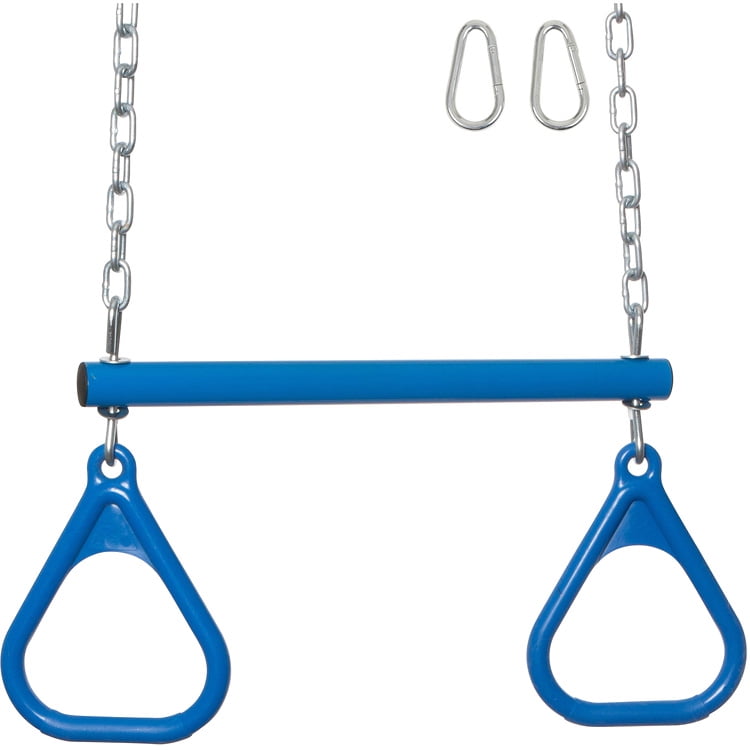 Swing Set Stuff Inc. Trapeze Bar with Rings and Uncoated Chain (Blue)