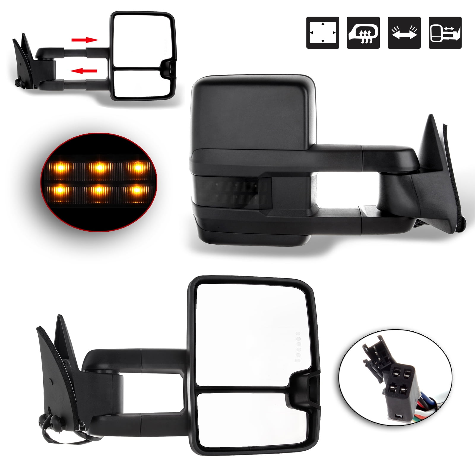 SCITOO Towing Mirrors Tow Mirrors Black Truck Mirrors fit for 1988