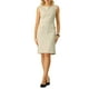 thumbnail image 1 of Vestido sin mangas de tweed para mujer Inspire Chic, con cuello barco, vestido de oficina tipo sheath, 2XL, beige, 1 of 5