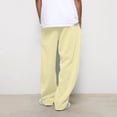 thumbnail image 5 of Nestiefly Mens Baggy Sweatpants Wide Leg Elastic Waist Drawstring Athletic Loose Jogger Lounge Sweat Pants with Pockets Yellow 2XL, 5 of 7