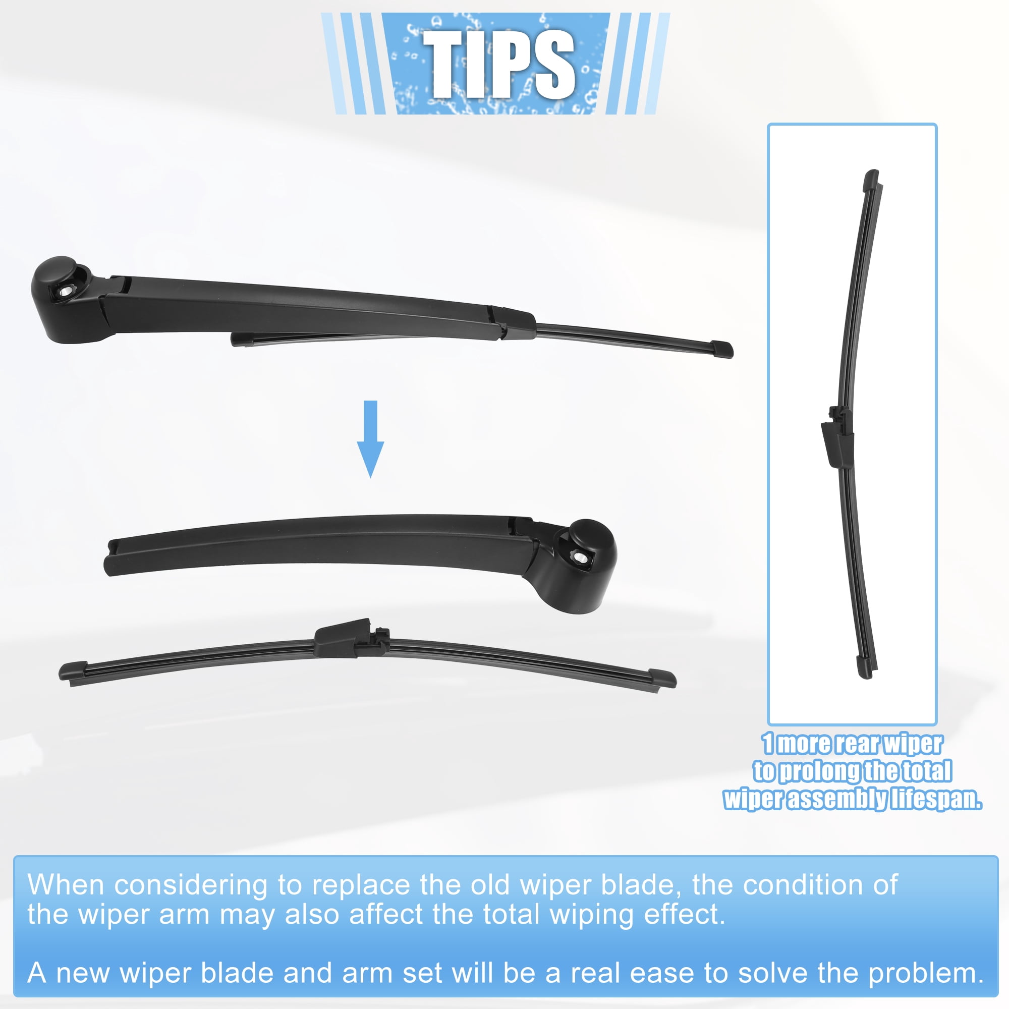Unique Bargains Rear Wiper Blade Arm Set for VW Jetta 2011-2018 Pack of 3