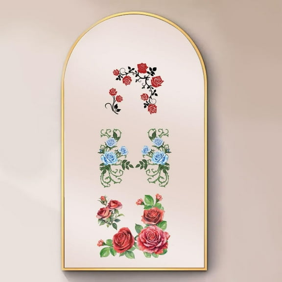 3 Pcs Rose Mirror Stickers Colorful Rose Flower Mirror Stickers Peel and Stick Wall Decoration for Bathroom Bedroom Living Room Wedding Party Home Decor Supplies