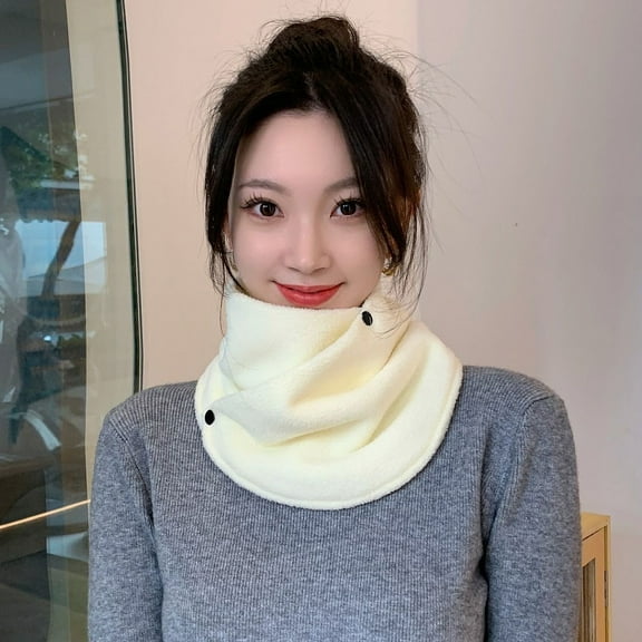 KuKuZhu Winter Lamb Fleece Women Scarf Warm Fake Collar Solid Color Plush Lady Snood Windproof Scarves
