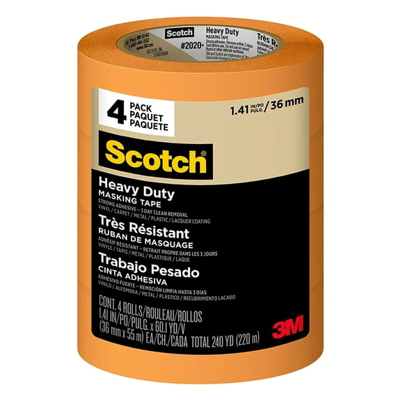 Scotch Heavy Duty Masking Tape, 1.41 in x 60.1 yd, 2020 -36EP4, 4 Rolls