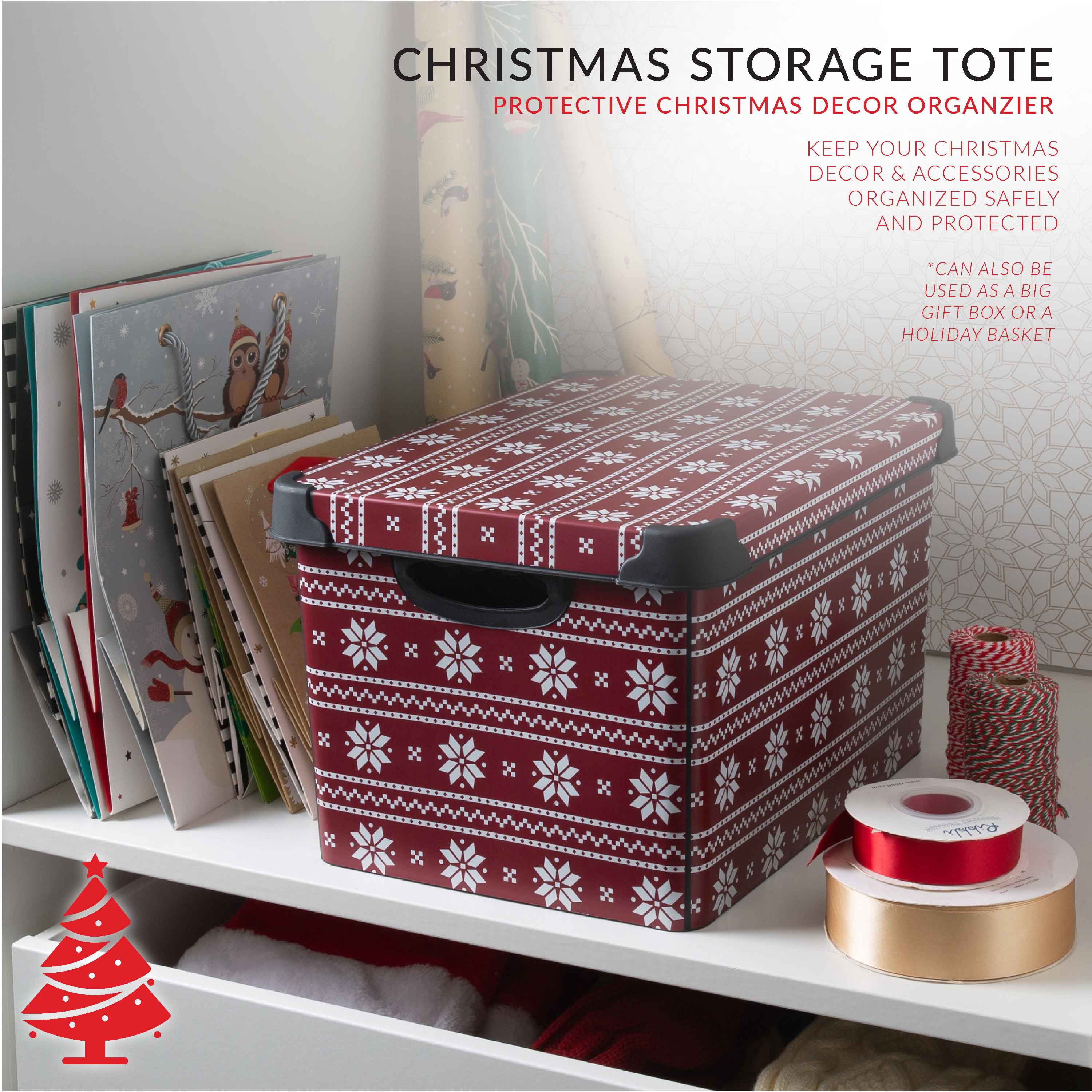 Simplify Holiday Sweater Print Plastic Storage Tote Bin