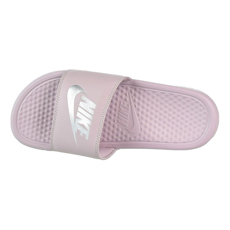 Nike Benassi Women's Slides Rose/Metallic Silver 343881-614 Walmart.com