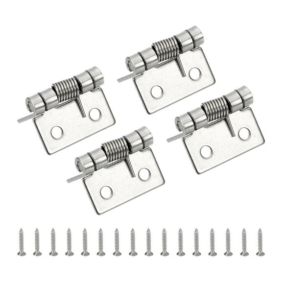 Uxcell 1" Spring Loaded Hinges Self Closing Door Hinges 304 Stainless Steel Small Door Hinges with Screws, 4 Pcs