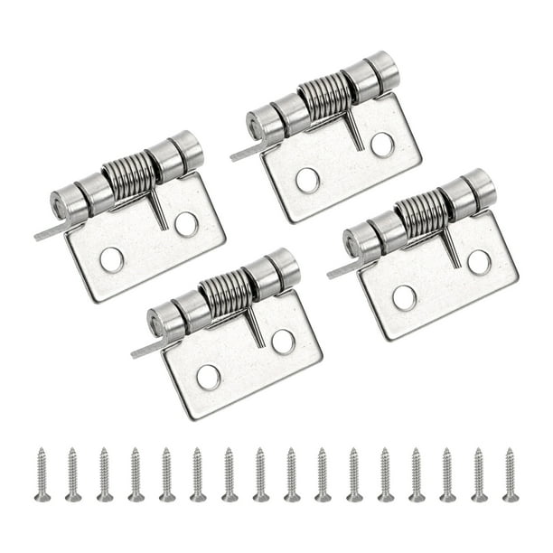 Bisagras de resorte Uxcell, bisagras de puerta de cierre automático de acero inoxidable pequeñas con tornillos para puerta de gabinete 1" 4