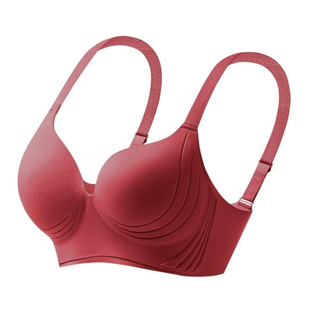 Value for Money  Women s Plus Size Seamless Bras  Gathered Breasts Support  Thin Underwire  Daily Wear  Sagging Bust  Comfortable Seamless  Plus Size Bras  Comfortable Bras for Women | Wine L