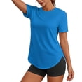 thumbnail image 2 of GUACER Womens Short Sleeve Shirts Crew Neck Curved Hem Tunic Tops Soft Stretchy Workout Athletic Yoga Casual Tees, 2 of 8