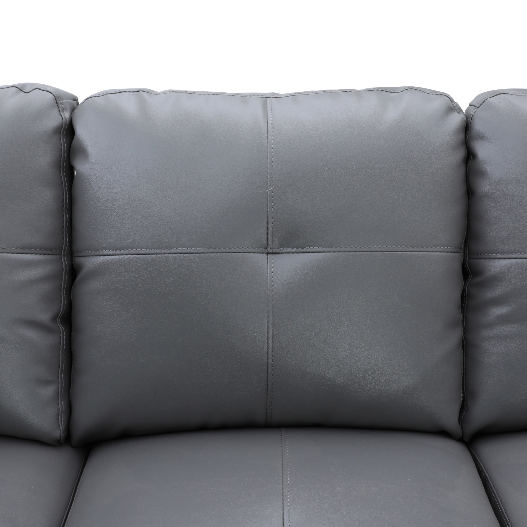 Hommoo Faux Leather L Shaped Sectional Couch and Sofa Set, Modern Living Room Furniture Set, Left Side, Dark Grey