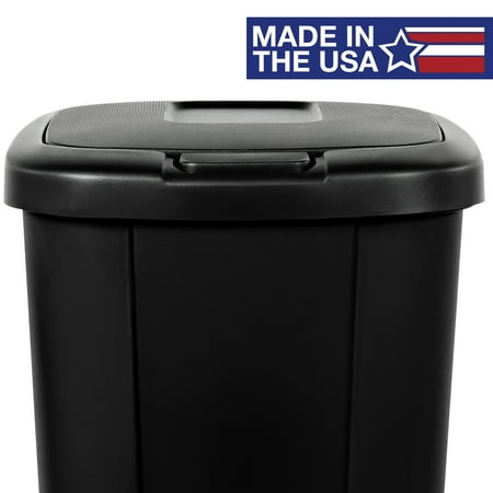 Hefty Kitchen Trash Can, 13.3 Gallon Plastic Touch Top Garbage Bin with Push Button Lid, Black