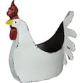 thumbnail image 4 of Zeckos Rustic White Finish Metal Rooster Planter - Indoor/Outdoor Decorative Flower Pot for Home and Garden - 15.5 Inches Long - Farmhouse Style Accent Piece, 4 of 11