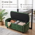 thumbnail image 5 of Furniliving 46.5" Chenille Storage Bench, Button-Tufted Upholstered Ottoman with Hidden Storage, End of Bed Bench for Bedroom Entryway Living Room, Green, 5 of 12