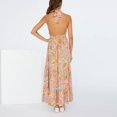 thumbnail image 4 of Robe Sans Manches Liquidation Tendance Été Imprimé Charmant Dos Nu Creux Robe Longue Sans Manches Kaki S, 4 of 9