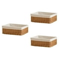 thumbnail image 3 of Cesta de mimbre de 3 piezas con forro, multifuncional, decorativa, rectangular, tejida para la entrada de la , dormitorio, sala de estar,, 3 of 9
