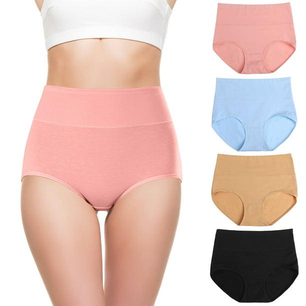 Ropa Interior De Algodón Para Mujer, Bragas De Cintura Alta Y Cobertura Total, Paquete De 4, Talla Xxl(A)