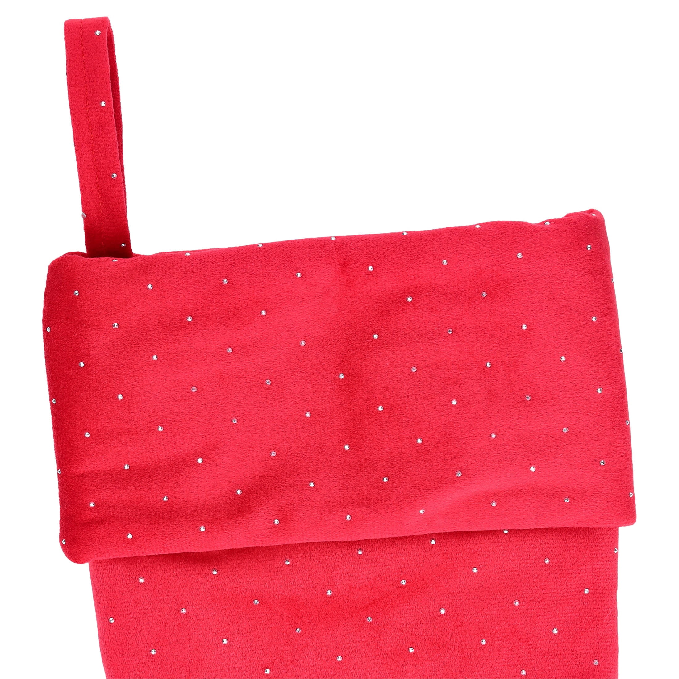 Velvet Christmas Stocking with Rhinestones, Red, 18", by Holiday Time