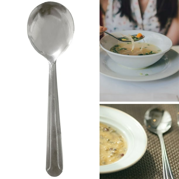 12 Stainless Steel Soup Spoons Ice Cream Round Bouillon Dominion Table