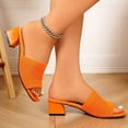 thumbnail image 5 of Square Open Toe Heeled Sandals for Women Low Block Chunky Heel Sandals Slip on Mules Comfortable Dress Shoes Orange 5.5(36), 5 of 9