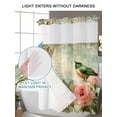 thumbnail image 4 of No Hook Cloth Fabric Shower Curtain with Snap in Liner, Vintage Pink Floral Waterproof Shower Curtains Set with See Through Top Window, Birds Retro Mottled Middle Century Bath Curtains Shower 66"x72", 4 of 6