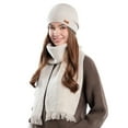 thumbnail image 5 of Weiqiqre Winter Clothes for Women, Soft Warm Earmuffs Knitted Hat Wool Cap Hat Scarf Two-piece Set Beige, 5 of 5