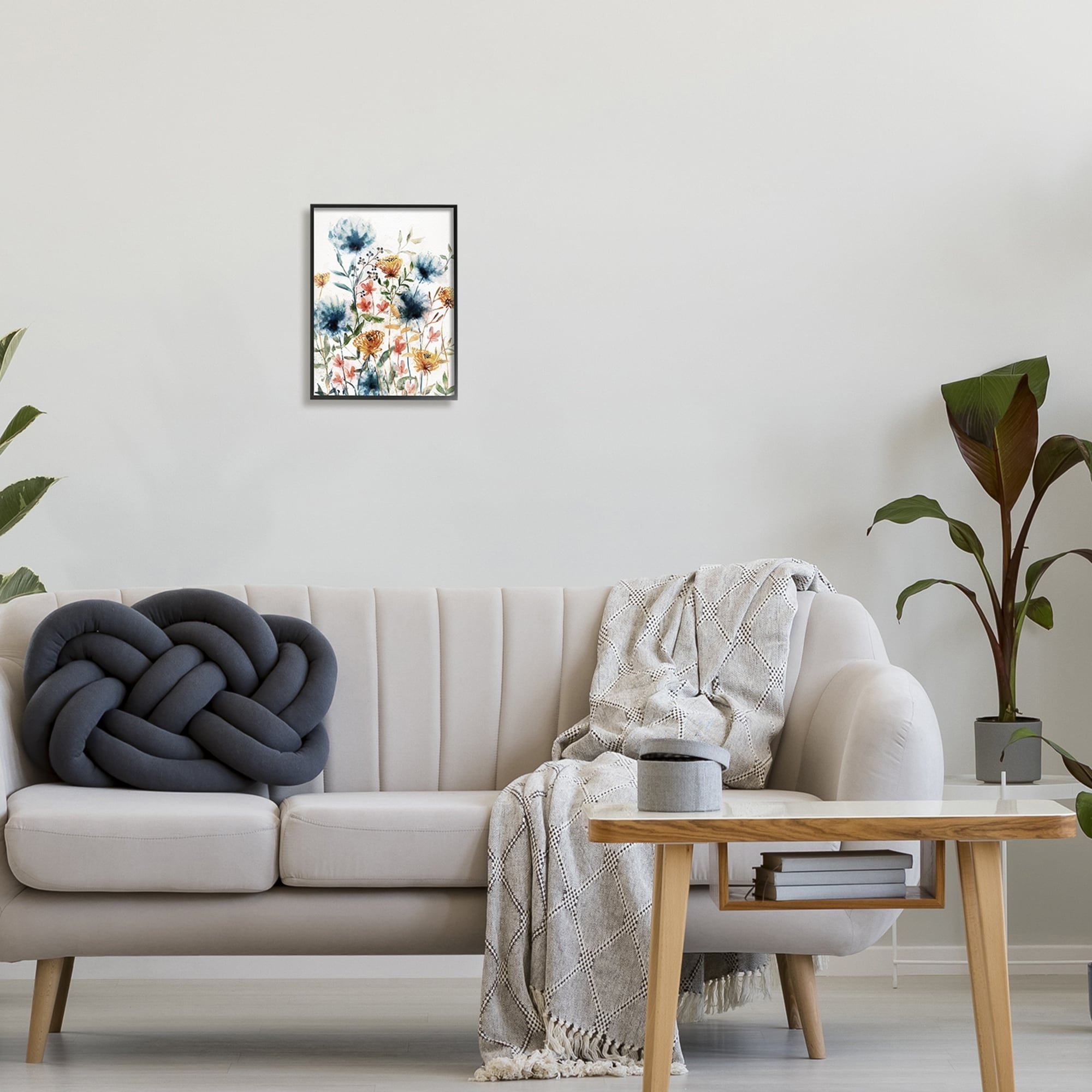 Stupell Industries Mixed Floral Garden Sprouts Botanical & Floral Painting Gray Framed Art Print Wall Art