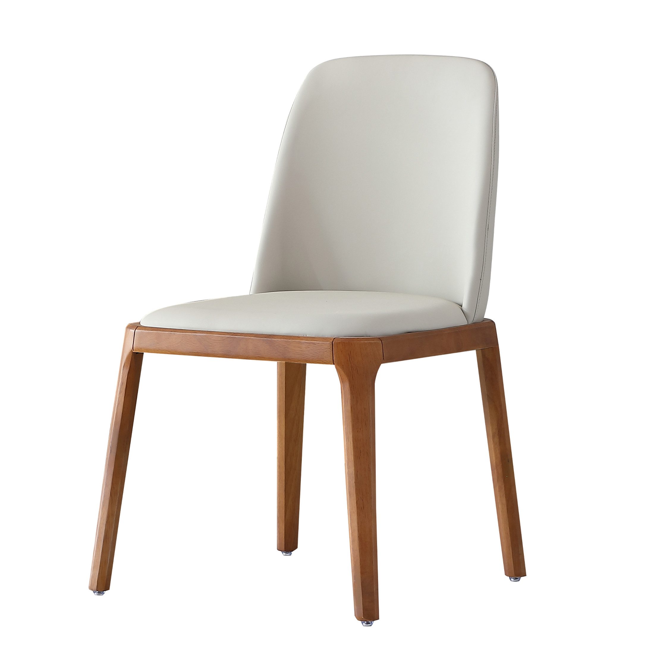 Noble House Modern PU Leather Dining Chairs Set of 2, Wooden Legs and Ergonomic Back, Gray