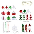 thumbnail image 4 of Valery Madelyn 70ct Sweet Candy Christmas Ornaments Set, Red Green White Christmas Ball Ornaments Pack for Party Decor, 4 of 10