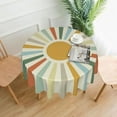 thumbnail image 2 of Colorful Sun Boho Style Bohemian Retro Waterproof Picnic Patio Party Round Table Cloth Cover Decorations Fabric 60 Inch Circular Tablecloth for 20-47 Inch Home Dining Room Kitchen Decor, 2 of 6