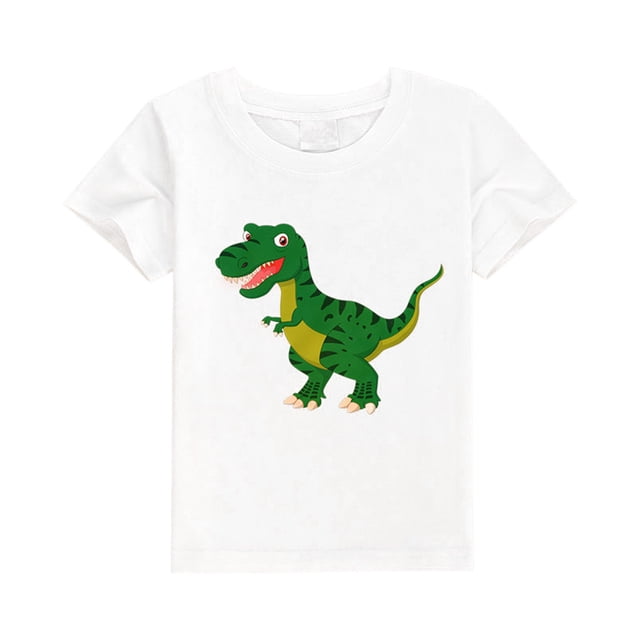Gibobby Blusas De Niños Camiseta para niños pequeños y niñas, camiseta con estampado de dinosaurios de dibujos animados, regalo del Día de la , camiseta de moda para niños, ca(Blanco, 110)