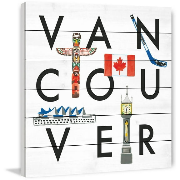 Marmont Hill "Vancouver Square" By Molly Rosner Painting Art Print On White Wood, 18.0" x 1.5"