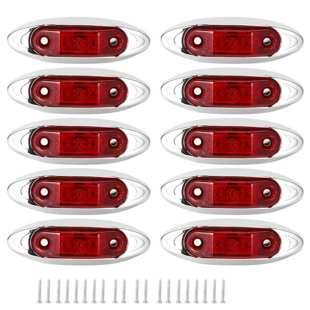 10 luces de posición laterales de 3 LED, impermeables y a prueba de polvo, lámpara Piraña para camión, remolque, camión, rojo