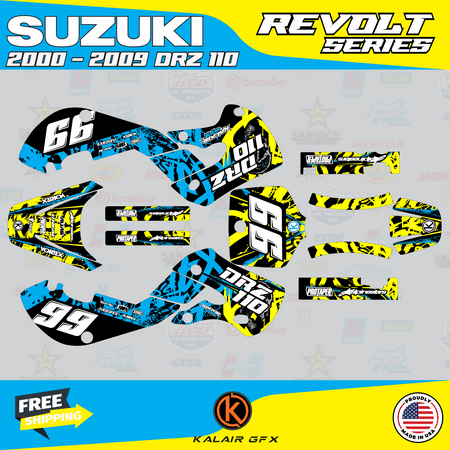 Kalair GFX Graphics Kit for Suzuki DRZ110 (2002-2009) Revolt Series Kalair GFX Graphics Kit for Suzuki DRZ110 (2002-2009) Revolt Series