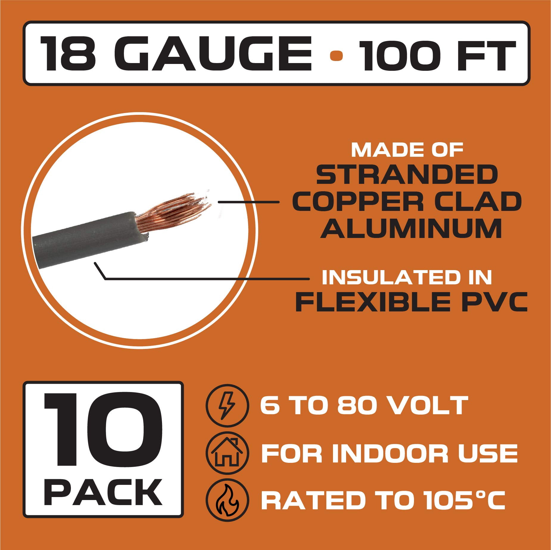 Iron Forge Cable 18 Gauge Primary Automotive Wire Assortment Pack - 10 Roll Bulk - 18 AWG Auto Wires - 100 Ft Copper Clad Aluminum Cable per Roll