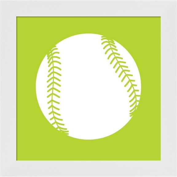 Great Art Now White Softball on Lime by Sports Mania, Framed Wall Art, 14W x 14H