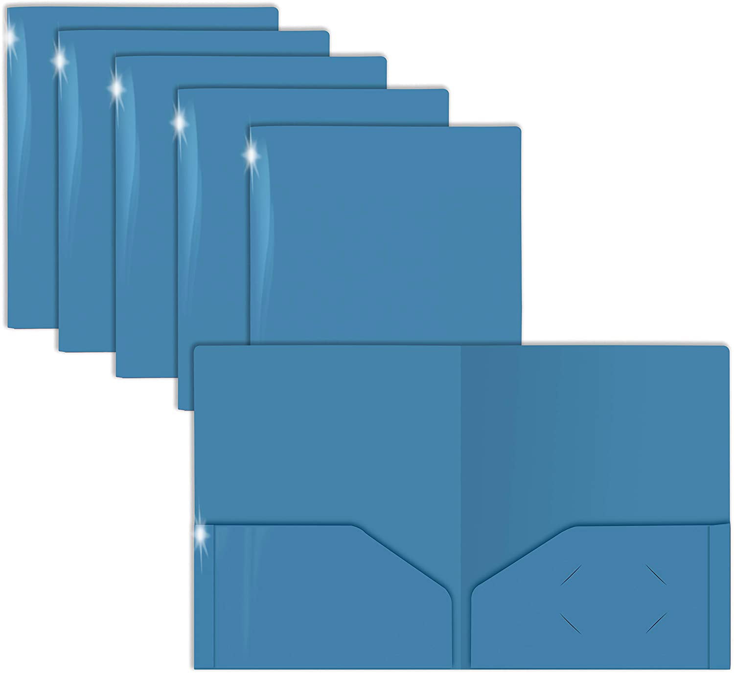 Premium Letter Size Folders Light Blue High Sheen Reflective Finish 12 Pack Extra Heavyweight Light Blue Plastic 2 Pocket Portfolio Folders 12 Pack Poly Folders by Gold Seal 