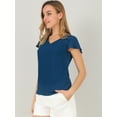 thumbnail image 4 of INSPIRE CHIC Blouse d'Été en Chiffon pour Femmes, Col en V, Manches Courtes, Semi-Transparente, 4 of 6