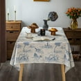 thumbnail image 3 of Rustic Tablecloth Classic French Village Printed Linen Fabric Table Cover Farmhouse Decoration 60x120 Inches Rectangle/Oblong Blue for Kitchen Dining, 3 of 6