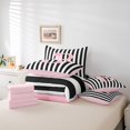 thumbnail image 6 of Manfei Alphabet B Design 7 Pieces Full Size Bedding Sets,Modern Geometric Stripes Full Size Bed in a Bag,Pink Reversible, 6 of 7