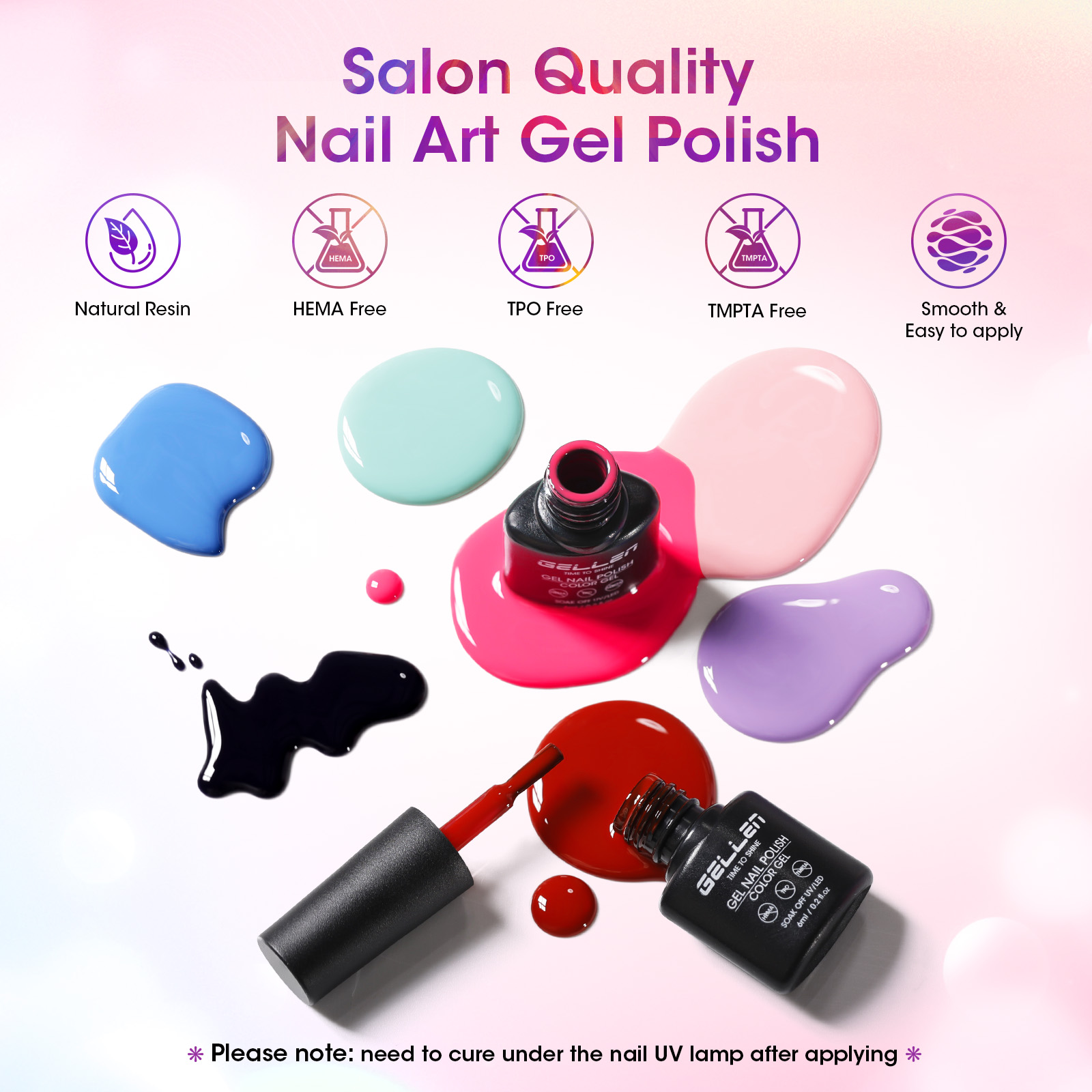 Gellen 71-Piece Gel Nail Polish Kit with UV Lamp photo 4
