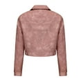 thumbnail image 4 of qolati Women's Faux Leather Crop Jacket 2024 Fall Fashion Button Down Long Sleeve Casual Moto Biker Jacket Outerwear Lapel Collar Short Coat Streetwear, 4 of 4
