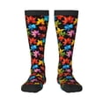 thumbnail image 2 of Lsque Rainbow Colorful Maple Leaves Printed Crew Socks Men's Women's LightWeight Thin Casual Calf Socks ,Knee High Socks,Cotton Socks, 2 of 9