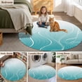 thumbnail image 6 of Round Area Rug 4ft,Abstract Wavy Stripes Teal Ombre Washable Carpet Non-Slip Runner Accent Rugs Indoor Floor Mat for Bedroom Living Room Decor,Lines Distortion Art, 6 of 9