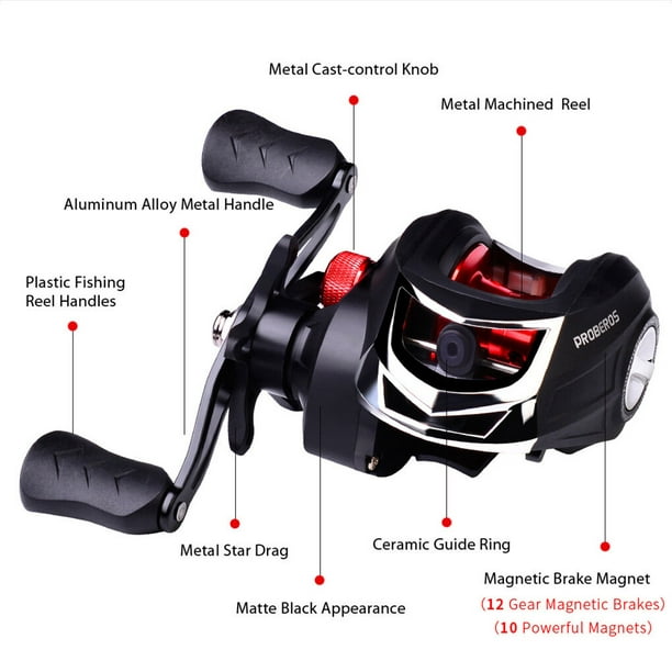 Baitcasting Fishing Reel Portable Parts Metal Spinning Wheel Tackle Bait  Casting Outdoor Freshwater Lake Sea Reels Accessory for Professional  Learner Left Hand 