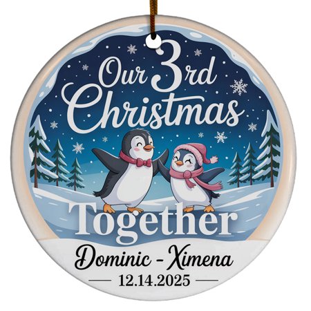 Our 3RD Xmas Together Ceramic Christmas Ornament Couple Penguin Third Christmas Together Ornaments Gift for Anniversary Our 3RD Xmas Together Ceramic Christmas Ornament Couple Penguin Third Christmas Together Ornaments Gift for Anniversary