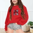 thumbnail image 2 of GDREDA Sweat à Capuche pour Filles Automne et Hiver Imprimé Lettre Col Rond Manches Longues (Rouge, 3-4 Ans), 2 of 6
