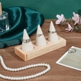 thumbnail image 2 of Wooden Ring Holder 3 Cone Velvet Ring Display Stands Beige Jewelry Holder Jewelry Showcase for DIY handcrafting, 2 of 5