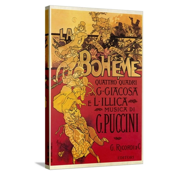 Art.com Puccini, La Boheme Stretched Canvas Print Wall Art by Adolfo Hohenstein, 16" x 24"